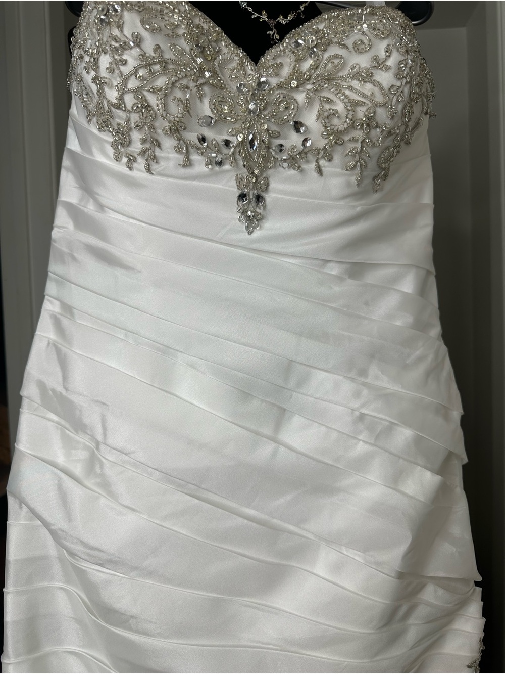 David's Bridal White Beaded A-Line Bridal Skirt
